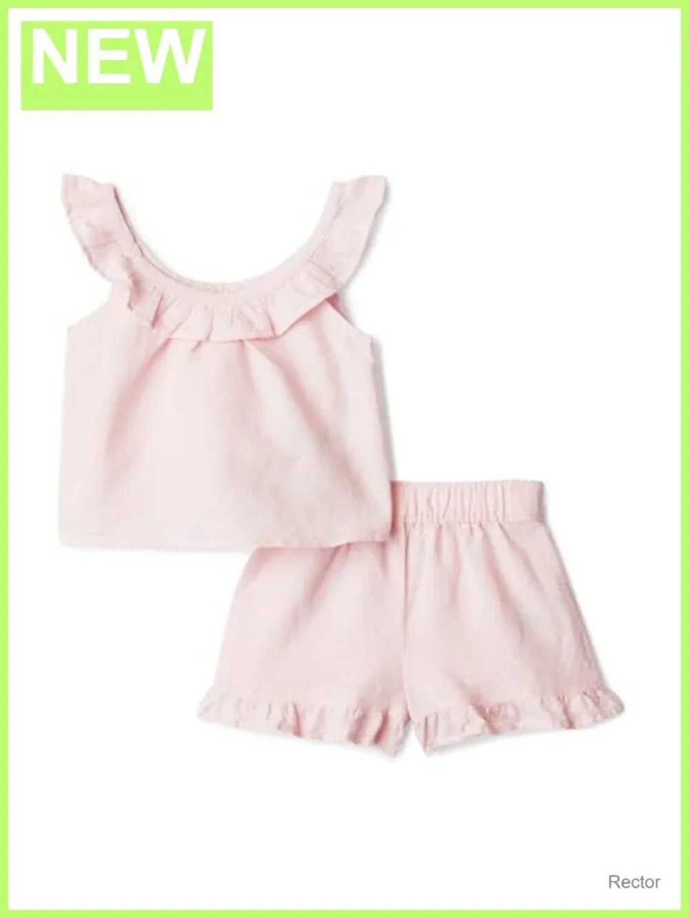 Toddler Girls Cotton Linen Sleeveless Top & Shorts Set Ruffles